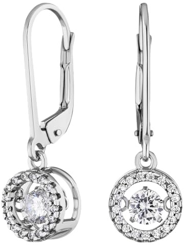JC Jeweller Carat Damen Ohrringe Silber 925 Tanzendes Zirkon Dance - Tanzenden Steine Hängende Ohrringe für Frauen Geschenke