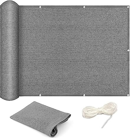 Sonnensegel Rechteckig 1.5 x 2 m Sonnenschutz Atmungsaktiv HDPE UV Schutz Sonnenschirm Sonnenschutz mit Ösen und Seil für Außenbereich Terrasse, Grau