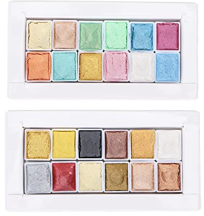 Peinture Aquarelle, Yctze 24 Pièces Macaron Métallique Solide nacré Peinture Aquarelle pour Peinture Nail Art