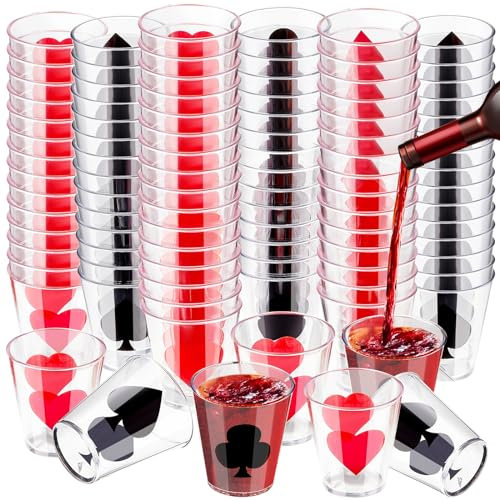 Zubebe Kunststoff-Schnapsgläser, Casino-Becher, für Las Vegas, Casino-Mottoparty, Poker, Nachtspiel, Geschenke, 57 ml, 72 Stück