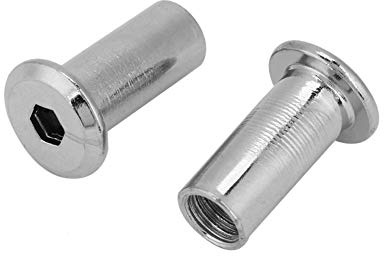 Ferro Placcato M6 M8 Dadi Piatti Esagonali Manicotto a Testa Tonda per Mobili - Testa a Esagono Incassato Inserisci Vite Manicotto (M8 * 15, 50 Pezzi)