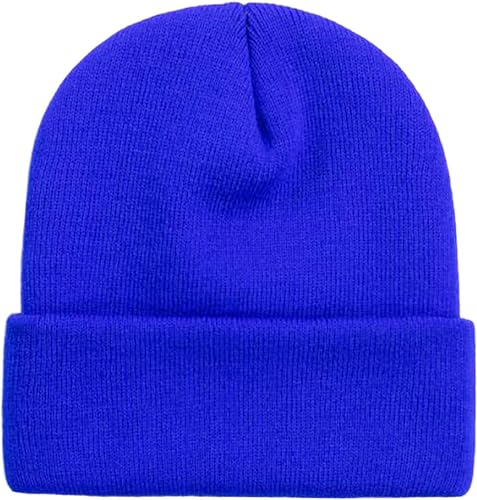 Rosoz Beanie-Mützen für Herren, Slouchy Beanies für Männer, Strickmützen für Frauen, weich, warm, Unisex, mit Bündchen, Königsblau, 7-7.25
