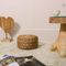 wohnfreuden Pouf rond - Pouf - Pouf - Tabouret - Repose-pieds - Tabouret en tricot - 30 cm - Jacinthe d'eau - Naturel
