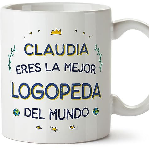 MUGFFINS Tazas Personalizadas para LOGOPEDA mujer - En Español - Mejor del Mundo - 11 oz / 330 ml - Regalo Personalizable original y divertido