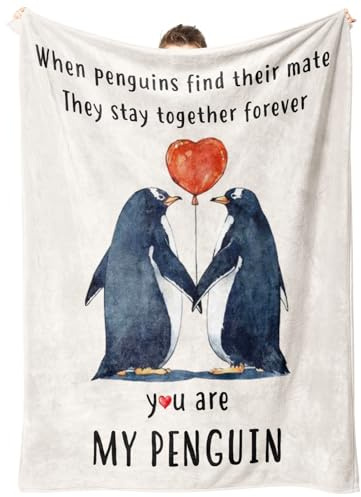 Juratar Geschenke für Sie oder Ihn, Hochzeitstagsdecke, Geschenke für Paare, Geburtstagsgeschenke für Freund oder Freundin, romantische Hochzeitsgeschenke für Frau und Ehemann, Pinguin-Geschenke,