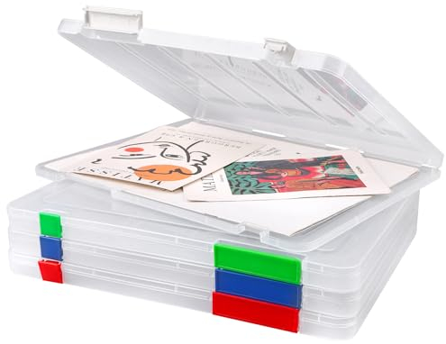 4Pcs Portable A4 File Box Transparent Plastic Box Supplies Holder Document Paper Protector Waterproof Document Folders with Snaps and Lids Clear Desk Paper Organizers Case Paper Protector Desk Paper