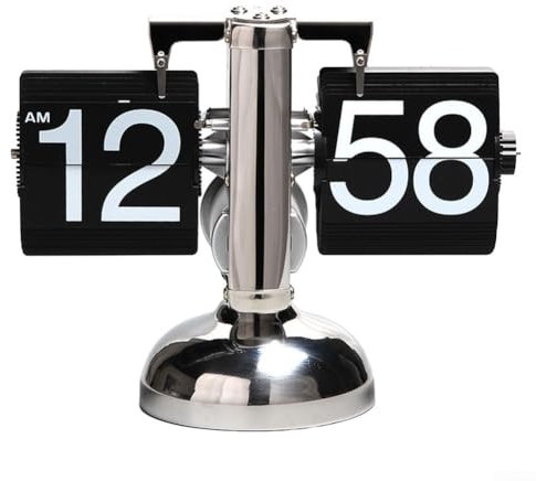 1 Packung Retro-Flip-Down-Uhr, Vintage, Flip-Seitenuhr, automatisches Umdrehen, Zeittabelle, digitale Uhren für Büro-Schreibtisch-Dekoration (schwarz)