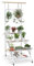 HOMASIS Trepador para Plantas de 4 Niveles con Ruedas, Escalera metálica con Enrejado y Barra para Colgar, Estantería multifuncional para jardín, balcón, terraza, patio, 85x80x175cm, Blanco