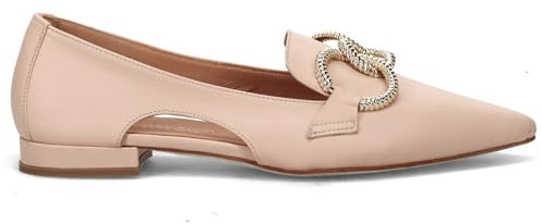 Sangiorgio Scarpa Flat a Punta Nappa Cipria con Accessorio Oro - 3028 Nappa Cipria - Taglia 39