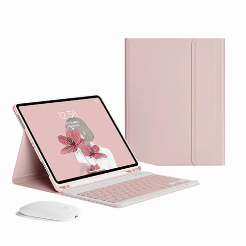 GUPENAA Funda con Teclado para Samsung Galaxy Tab A7 10.4'' 2022/2020, Contiene Ñ, Cubierta de Soporte Delgada y Liviana con Teclado Bluetooth Inalámbrico Desmontable,Rosado