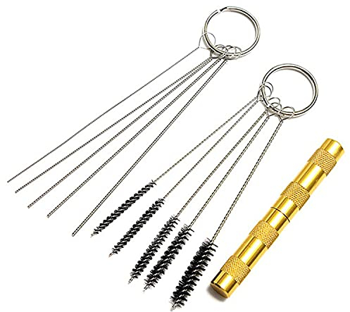 NETUME Set de Limpieza para Aerógrafo, 5 Cepillos de Limpieza, 5 Agujas de Limpieza, 1 Aguja de Lavado, Juego de Herramientas para la Limpieza y la Reparación de Aerógrafos