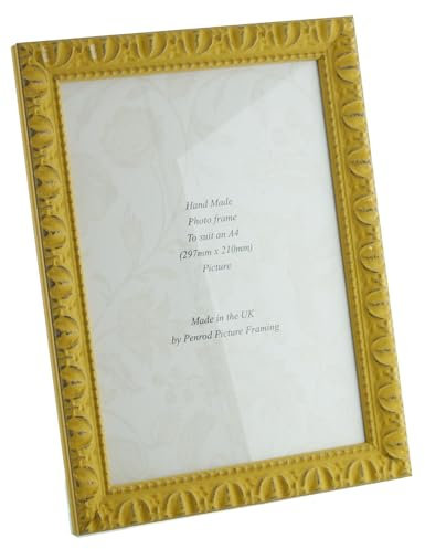 Giselle Hand Made Antique Yellow Shabby Chic Ornate Vintage Photo Frame for an A4 (297mmx210mm) Photo