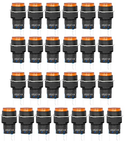 Interruttore a pulsante automatico, mini interruttore a pulsante piccolo con luce a LED da 25 pezzi 12V for scatola di distribuzione interruttore