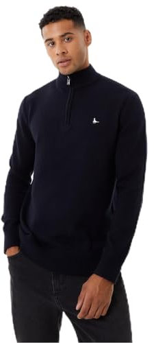Jack Wills Mens Funnel Neck Half Zip Jumper Black XL