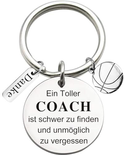 Edelstahl Schlüsselanhänger mit Gravur Ein Toller Coach ist schwer zu finden und unmöglich zu vergessen Schlüsselring Lehrer Coach Keychain Geschenk für Lehrertag, Basketball Dekor