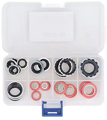 Car Air Conditioning O Kit, 40pcs Air Conditioner System Seal Gasket Assortment, Air Conditioning Compressor Port Seal Washer Kit, for Car Air Compressor Repairs