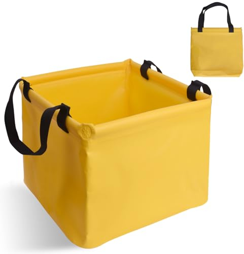 Wiseten Cubo Plegable Camping 25L, Barreño Plegable Grande para Exteriores, Lavabo de Camping Plegable Hecho de Resistente Tela de Lona I Úsalo como Bol para Lavar Platos en el Camping Cubo de Pesca