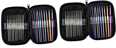 HOODANCOS 2 Sets Häkel-strickwerkzeug-set Mit Aufbewahrungstasche Und Haken Für Anfänger Und Hausfrauen 22 Stück X 2