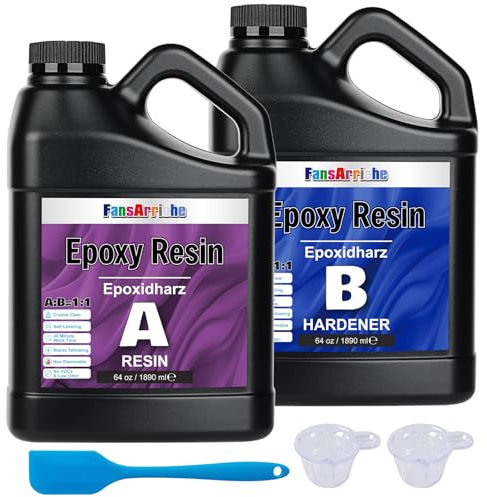 FansArriche Epoxidharz, transparent, 128 oz/3780 ml resin 1: 1-Verhältnis; Kunstharz-Beschichtung, kristallklar, für Holz, künstlerische Kreationen, Restauration