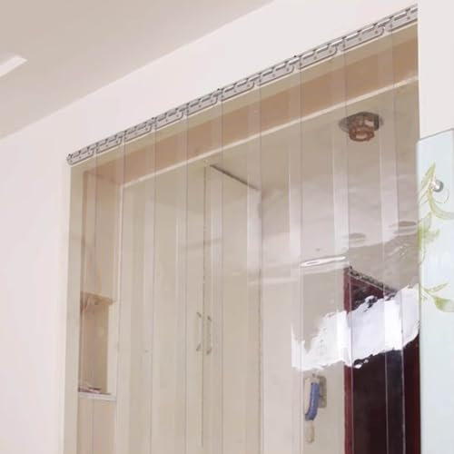 Kit de rideau de porte en PVC transparent pour garage, balcon, pergola, rideau de séparation imperméable (135 x 210 cm)