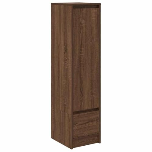 vidaXL highboard brown oak storage cabinet engineered wood 29.5x34x119.5 cm - versatile living room organizer with shelves, drawer & configurable door for home office