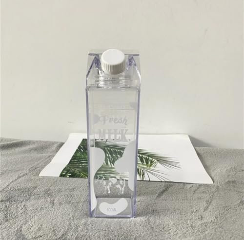 Genérico Botella Reutilizable, 1000 ml, Plástico Transparente, Diseño Vintage para Nevera y Camping (Diseño Blanco)