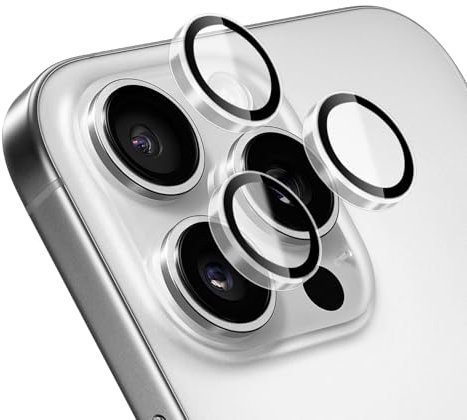 JRILUO Pellicola Protettiva Obiettivo Fotocamera per 16 Pro/16 Pro Max, Protezioni Individuali HD per L'obiettivo, Pellicola Protettiva Per Lenti In Vetro Temperato In Lega Di Alluminio
