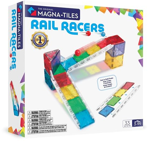 Magna-Tiles® Rail Racers 33-teiliges Magnetbauset - Die Original Magnetic Building Marke