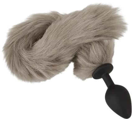 You2Toys Fluffy Tail - erotischer Butt-Plug zur analen Stimulation, mit fluffigem Puschel, in Grau | 1er Pack