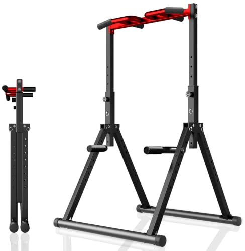 WATBKHE Power Tower Pull Up Dip Station, Faltbare Klimmzugstange
