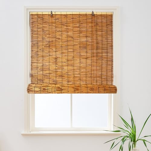 Stores en Bambou Extérieurs, Stores Occultants en Roseau sur Mesure pour Terrasse Balcon et Fenêtres Intérieures, Stores Enrouleurs avec Système de Levage