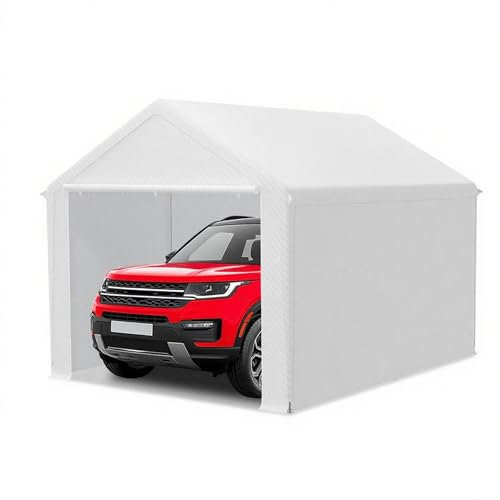 XMTECH Garagenzelt Carport, Zeltgarage 3x4 m, UV-beständig & sonnensicher Autozelt mit Türen, Weidezelt Lagerzelt Garage Unterstand, Autounterstand für SUV, Boot, LKW, Fracht, Outdoor-Events, Weiß