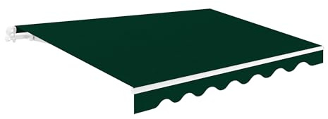 Toldo Retráctil Exterior 400x250cm Verde Poliéster – Lona Protección Solar UV - Estructura de Aluminio – Inclinación Regulable – Manivela Incluida – Manual Enrollable Terraza Jardín