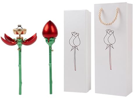Blumenbox Zur Aufbewahrung Von Stielringen - Blumenbox Für Verlobungsringe – Schmuck-Organizer, Automatischer Push-Up-Ohrringhalter Für Freundin Und Ehefrau