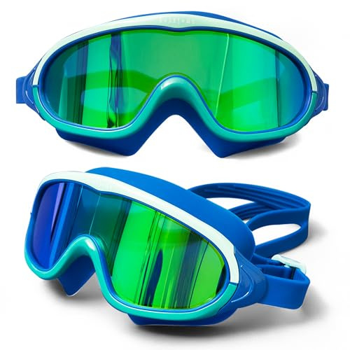 Roarsome Kids Swimming Goggles - Polarised Anti-Fog, UV400 Adjustable Strap | Superhero inspired mask, UV400 sun protection kids goggles