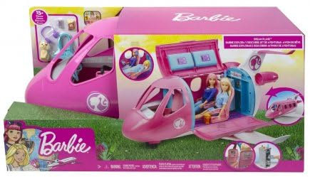 Coffret Avion de Reve Rose + Accessoires pour Barbie - vehicule poupée Mannequin - Voyage, Vacances - Set Jouet Fille + Carte Tigre