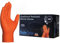 A406 200 Disposable Nitrile Gloves Diamond Textured Orange Glove Powder Free Strong Gloves Heavy Duty for Machanic (Medium-8)