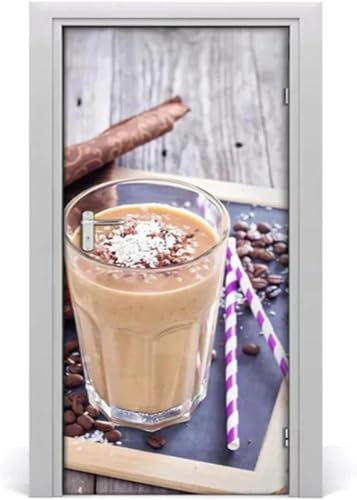 Türtapete Selbstklebend 80x200 cm Kaffee Türaufkleber 3D Kaffeebohnen Türposter Türfolie Poster Tapete PVC Wasserfest für Schlafzimmer Wohnzimmer Tür B-2767