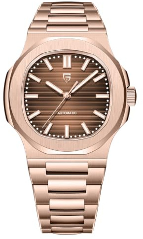 Pagani Design PD1728 Automatikuhr für Herren, 40 mm Edelstahl-Armbanduhr mit leuchtendem Zifferblatt, 100 m wasserdicht, Synthetisches Saphirglas, wasserdichte Business-Armbanduhr