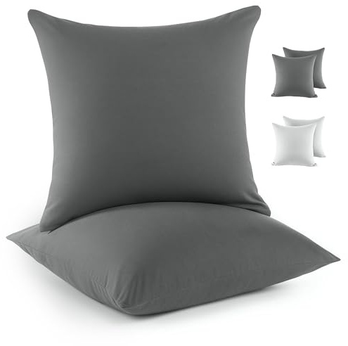 Utopia Bedding Jersey Kissenbezug 40 x 40 cm, 2er Set, Oeko-TEX - Kissenbezüge aus Baumwollmischung mit Umschlagverschluss - Grau (Innenkissen Nicht enthalten), nur Kissenbezug