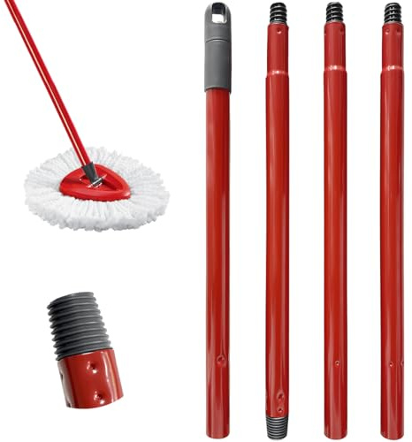 Compatibile con per Vileda bastone mocio 4 sezioni in acciaio, compatibile con mocio per Vileda Turbo Smart, EasyWring, ricambio mocio per Vileda, ideale come bastone per Vileda per mocio.