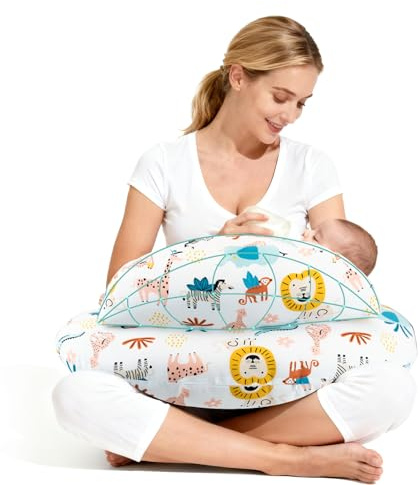 Zolirao Nursing Pillow for Breastfeeding & Bottle Feeding, Adjustable Strap | Soft polyester-filled support with an adjustable waist strap and animal pattern for feeding and supervised tummy time.