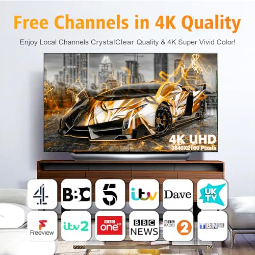 2026 Indoor TV Aerial for Freeview HD – Long Range Digital TV Aerial with 360° Reception, Magnetic Base, Strong UHF/VHF Signal, 4K/1080P Ready, 5m Coaxial Cable, Easy Setup