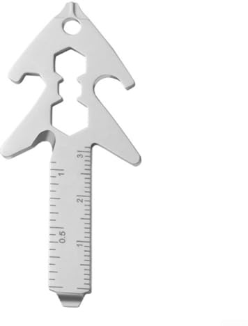 Poche multifonction en acier inoxydable, gadget de survie pour camping avec clé hexagonale, tournevis, règle coupante de corde et décapsuleur (argenté)