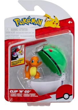 Pokémon Clip 'N' Go Charmander und Freund Ball – inklusive 5,1 cm großer Kampffigur und Poké-Ball-Zubehör