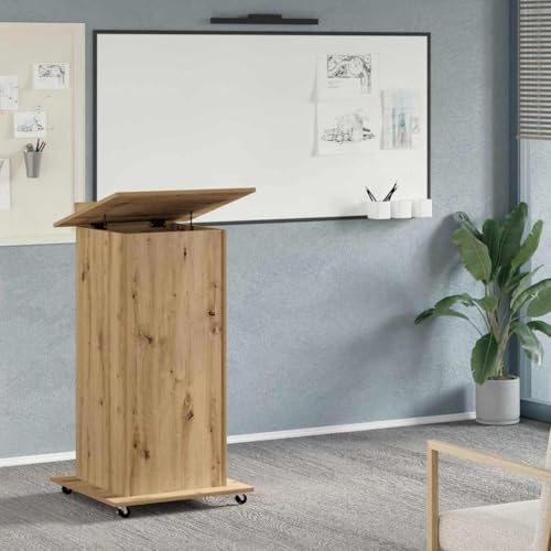 Mhdvray Holzwerkstoff Podium 55x55x107cm Artisan-Eiche Büro-Schreibtisch-Erweiterung mit Regal und Tür Beistellschrank Home-Office
