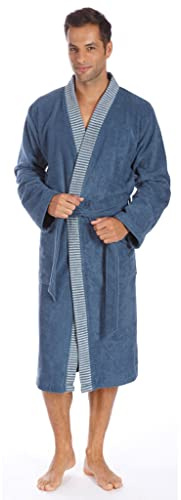Egeria Bruno blue rock Herren Kimono Bademantel S 100% Baumwolle