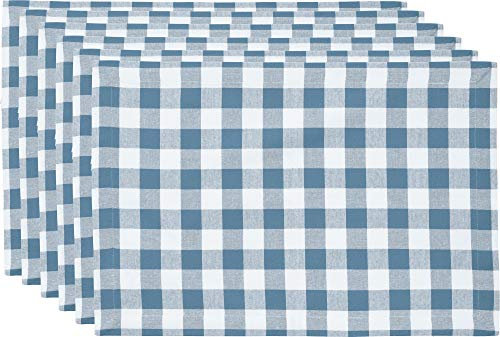REDBEST Tischset, Platzset, Untersetzer 6er- Pack Landhaus karo Nashville blau Größe 30x45 cm - strapazierstark, langlebig, glattes Gewebe, mit Kuvertsaum (weitere Farben)