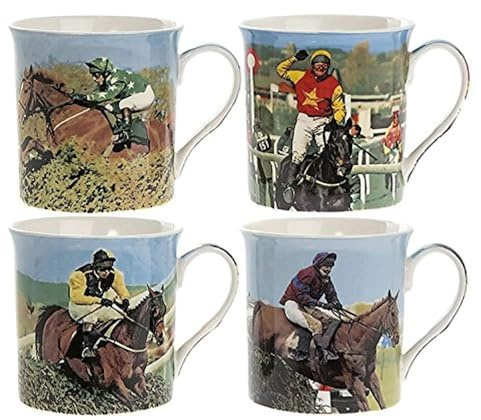 Set of 4 Race Horses Mugs