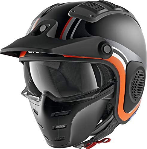 SHARK Herren NC Motorrad Helm, Schwarz/Orange, XS